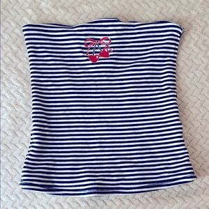 Hollister Navy and White Striped Crop Top